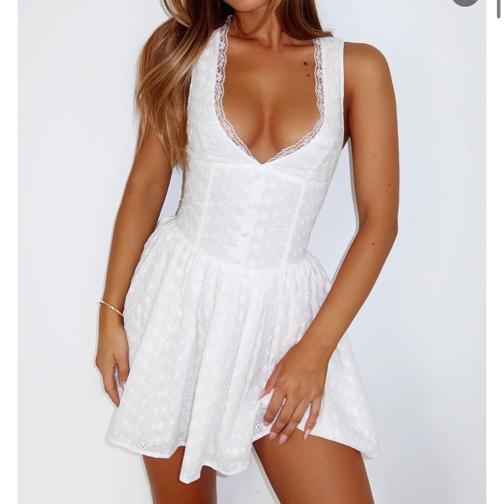 White Fox Tell Me Again Mini Dress White